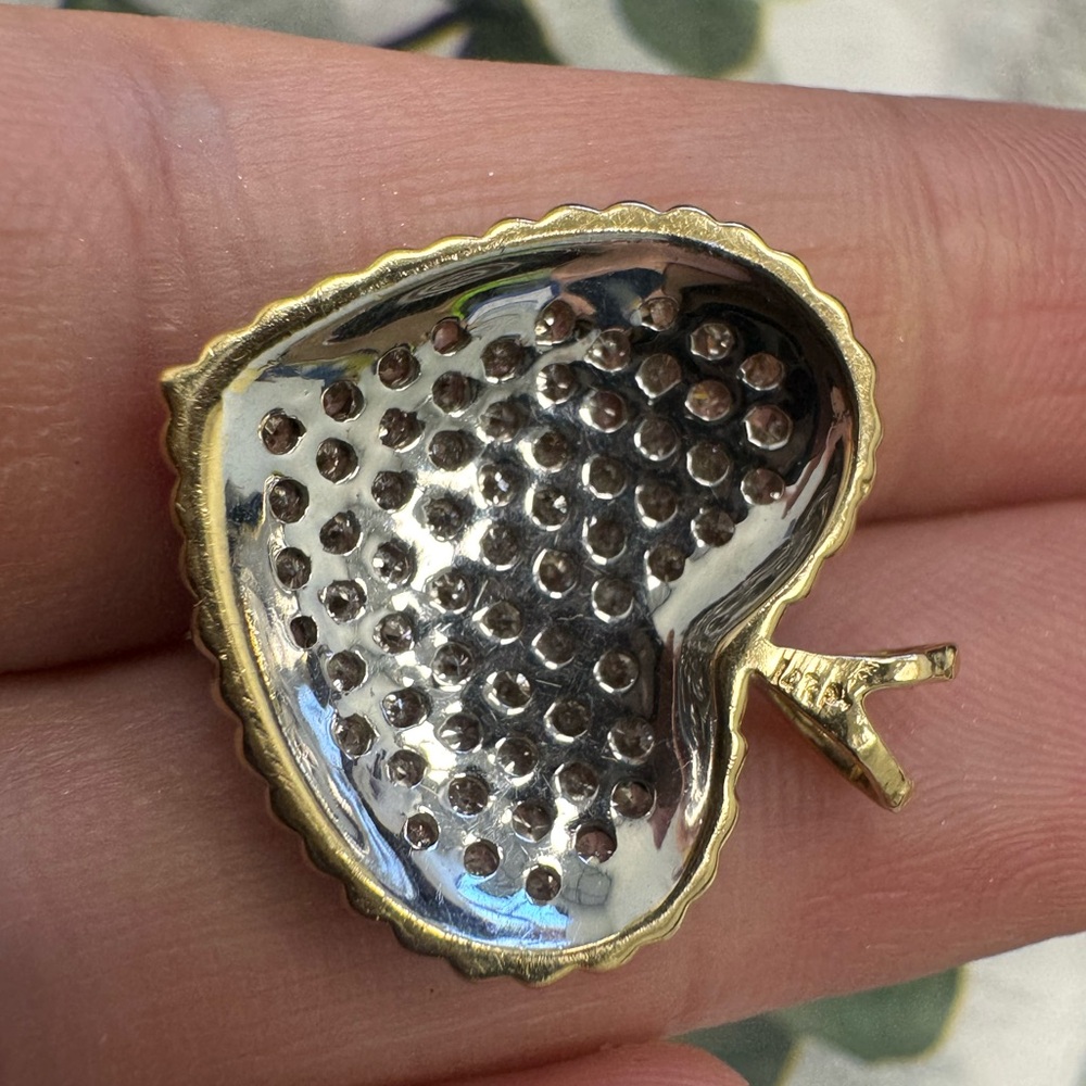 14K yellow gold and diamonds pavè heart Pendant 3.9g - Picture 10 of 15